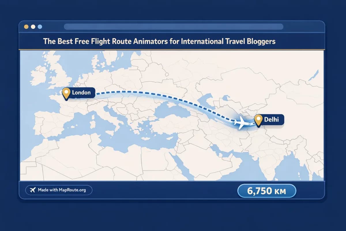 Browser window showing an animated air corridor between two global cities